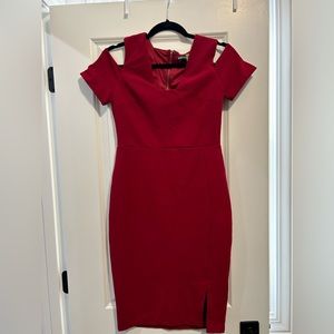 Dark Red Bodycon Midi Dress- Size 6